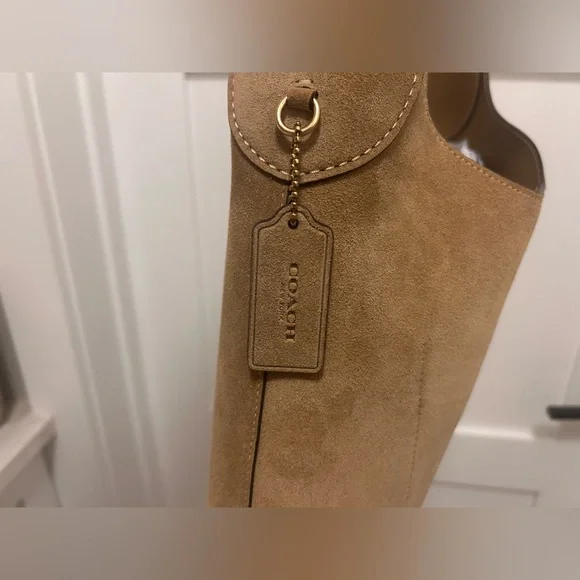 Coach Tan Suede Hobo Shoulder Bag - Picture 4 of 7